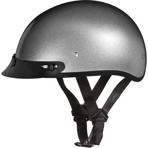 custom skull cap motorcycle helmets Daytona Skull Cap Half Helmet with Peak Visor, Metallic Silver / XS