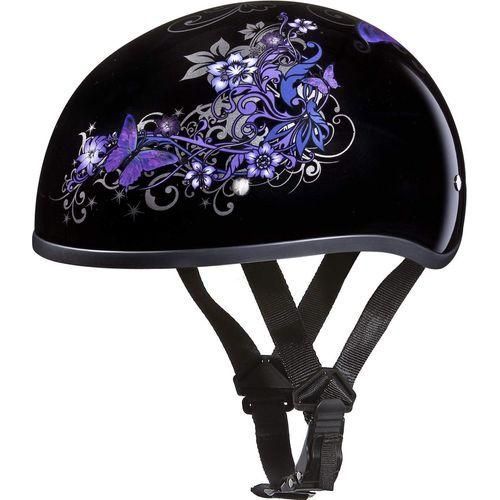 dot motorcycle skull cap half helmet Daytona Skull Cap- Graphics Butterfly XL
