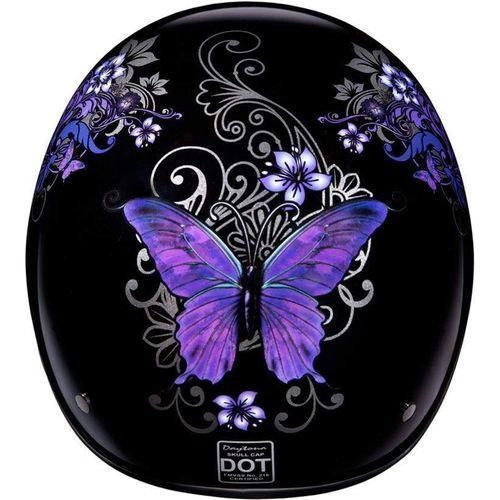 DOT Approved Daytona Motorcycle Half Face Helmet - Skull Cap Graphics for Men & Women, Scooters, ATVs, UTVs & Choppers
