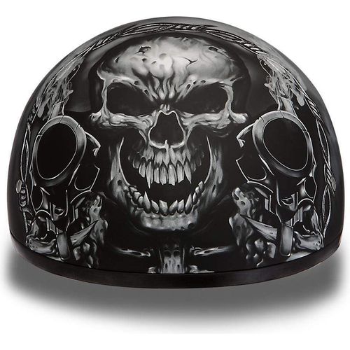 D.O.T. Daytona Skull Cap W/O Visor W/ Guns by Daytona Helmets Half Helmet