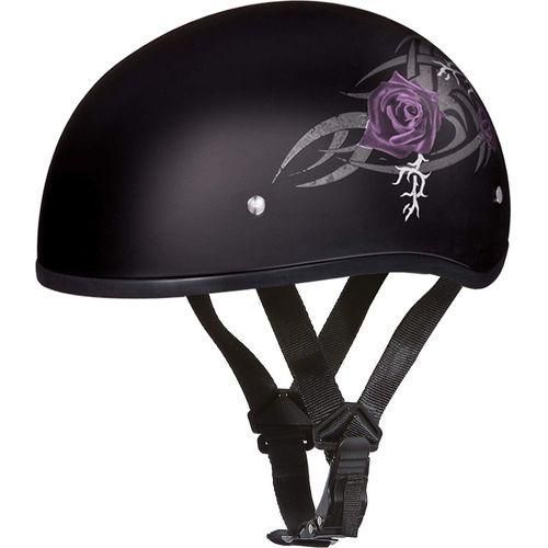 Daytona Women's Skull Cap Purple Rose Half Helmet, XL