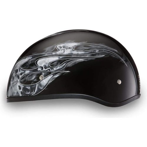 Daytona Skull Cap Slim Line Half Helmet Silver Metallic