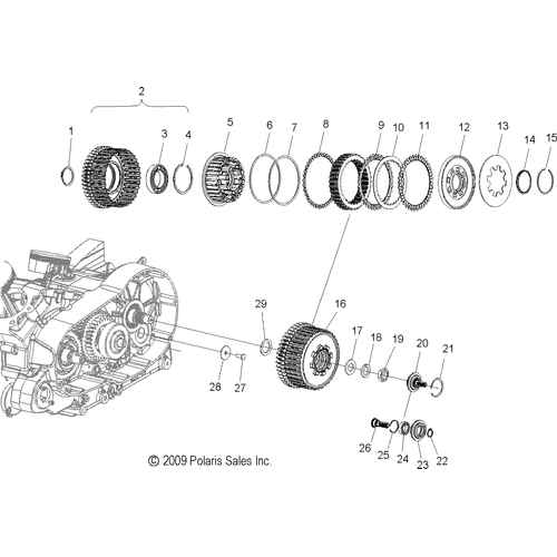 Drive Train, Clutch - 2010 Victory Hammer/Sport/8 Ball All Options - V10Hb36Dd/Hs36Dc/Bb26Da Schematic 3939 OEM Schematic