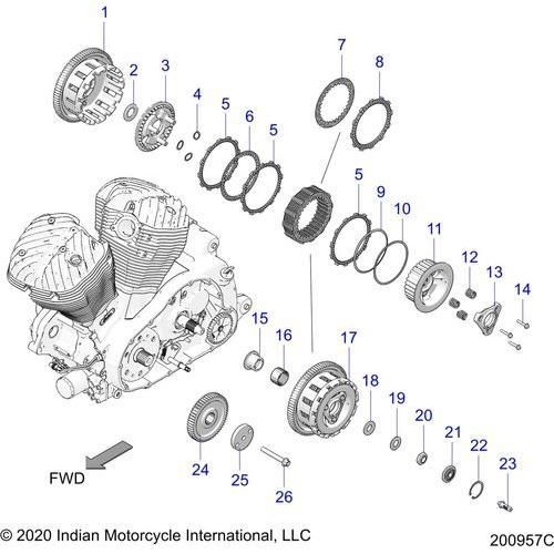 Drive Train, Clutch And Primary Drive All Options - 2022 Indian Super Chief Limited 116 Schematic-20007 OEM Schematic