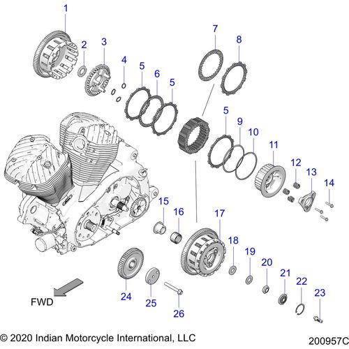 Drive Train, Clutch And Primary Drive N21tvaaa All Options - 2021 Indian Chief Vintage Premium 111 Schematic-23399 OEM Schematic
