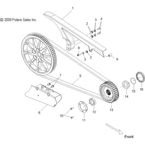 Drive Train, Drive Sprocket And Belt And Guards - 2010 Victory Hammer/Sport/8 Ball All Options - V10Hb36Dd/Hs36Dc/Bb26Da Schematic 3940 OEM Schematic