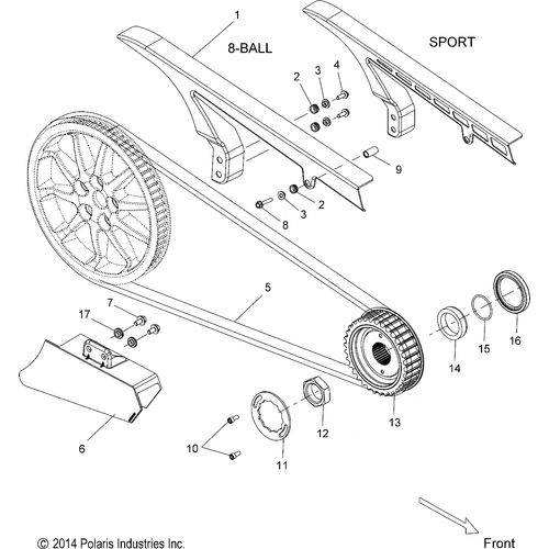 Drive Train, Drive Sprocket And Belt And Guards - 2016 Victory Hammer 8 Ball Intl/Hammer S All Options Schematic 809 OEM Schematic