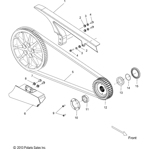 Drive Train, Drive Sprocket, Belt And Guards - 2015 Victory Judge Intl. All Options - V15Mw36 Schematic 1595 OEM Schematic