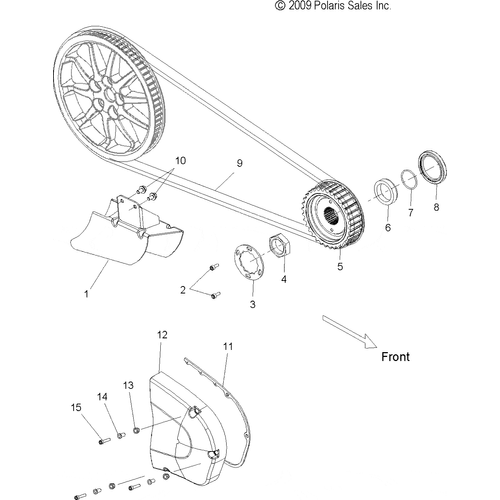 Drive Train, Drive Sprocket, Belt, Cover And Guard - 2010 Victory Cross Country/Cross Roads All Options - V10Db36Da/Eb36Da Schematic 3881 OEM Schematic