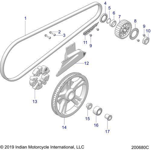 Drive Train, Drive Sprocket, Belt & Guard All Options - 2020 Indian Challenger Dark Horse Schematic-25190 OEM Schematic