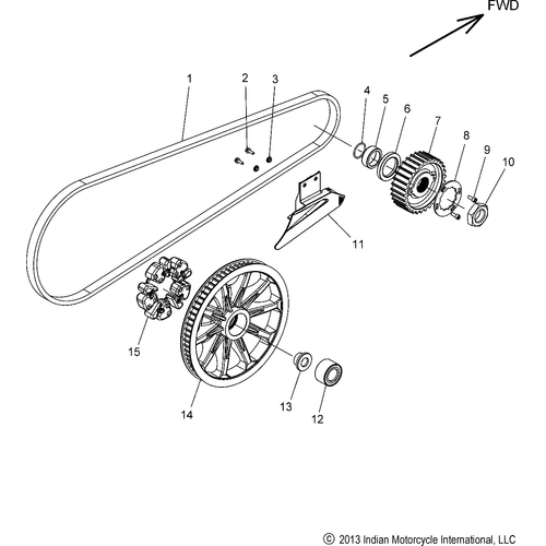 Drive Train, Drive Sprocket, Belt & Guard All Options - 2020 Indian Chieftain Elite Schematic-24840 OEM Schematic