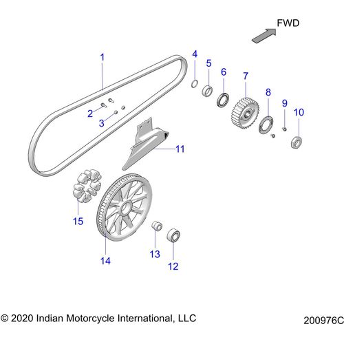 Drive Train, Drive Sprocket, Belt & Guard All Options - 2021 Indian Chieftain Premium Schematic-23135 OEM Schematic