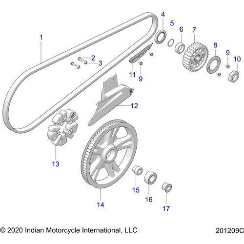 Drive Train, Drive Sprocket, Belt & Guard All Options - 2022 Indian Challenger Limited Schematic-22010 OEM Schematic