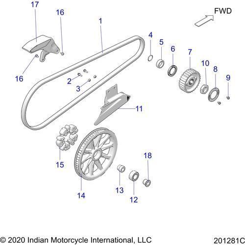 Drive Train, Drive Sprocket, Belt & Guard All Options - 2022 Indian Chief Bobber Dark Horse 116 Schematic-21737 OEM Schematic