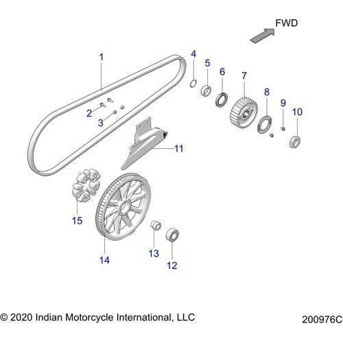 Drive Train, Drive Sprocket, Belt & Guard All Options - 2022 Indian Chieftain Standard 111 Schematic-21390 OEM Schematic