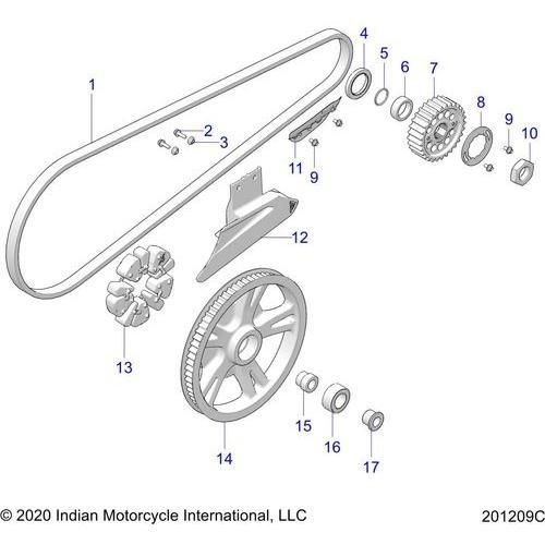 Drive Train, Drive Sprocket, Belt & Guard All Options - 2022 Indian Pursuit Limited / Limited Premium Schematic-20996 OEM Schematic