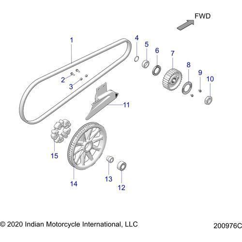 Drive Train, Drive Sprocket, Belt & Guard All Options - 2022 Indian Springfield 116 Schematic-20238 OEM Schematic