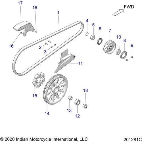 Drive Train, Drive Sprocket, Belt & Guard All Options - 2022 Indian Super Chief 111 Schematic-20095 OEM Schematic
