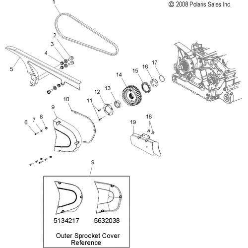 Drive Train, Drive Sprocket, Front - 2006 Victory Victory Hammer All Options - V06Hb26 Schematic 5207 OEM Schematic