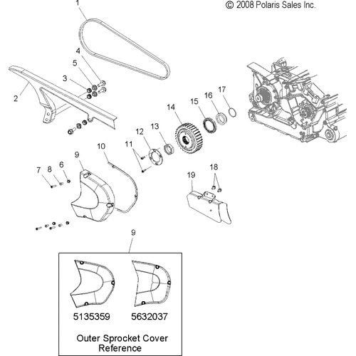 Drive Train, Drive Sprocket, Front - 2007 Victory Kingpin/Tour All Options - V07Cb26/Cd26 Schematic 4956 OEM Schematic