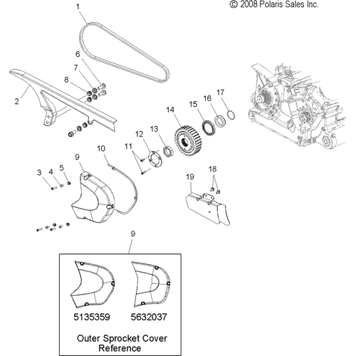 Drive Train, Drive Sprocket, Front - 2007 Victory Vegas/Vegas 8 Ball All Options - V07Ab26/Gb26 Schematic 5004 OEM Schematic
