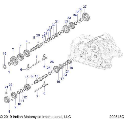 Drive Train, Input And Output Shafts - 2022 Indian Ftr 1200 Schematic-21218 OEM Schematic