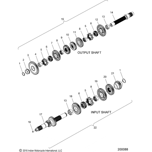 Drive Train, Input/Output Shaft Asm. All Options - 2017 Indian Springfield Schematic-27031 OEM Schematic