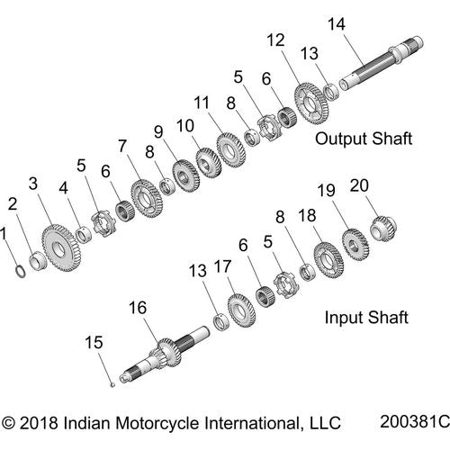 Drive Train, Input/Output Shaft Asm. All Options - 2020 Indian Chieftain Premium Schematic-24724 OEM Schematic