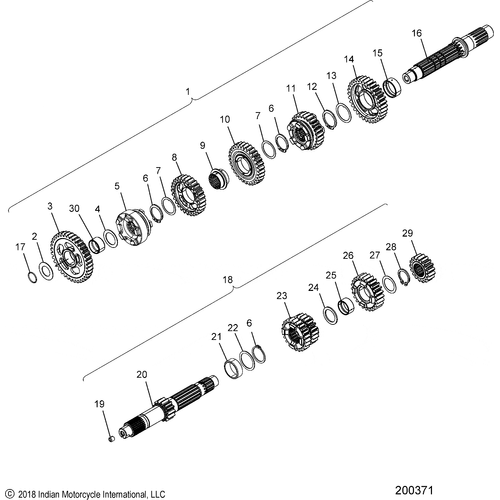 Drive Train, Input/Output Shaft Asm. All Options - 2021 Indian Scout Sixty Schematic-22469 OEM Schematic