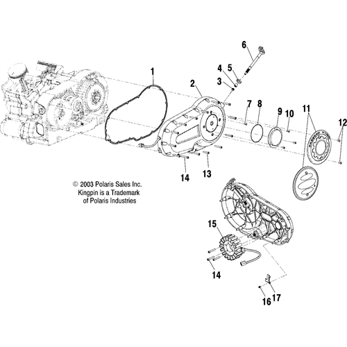 Drive Train, Primary Cover - 2004 Victory Kingpin All Options - V04Cb16 Schematic 5566 OEM Schematic