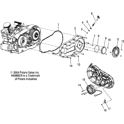Drive Train, Primary Cover - 2005 Victory Victory Hammer All Options - V05Hb26 Schematic 5414 OEM Schematic