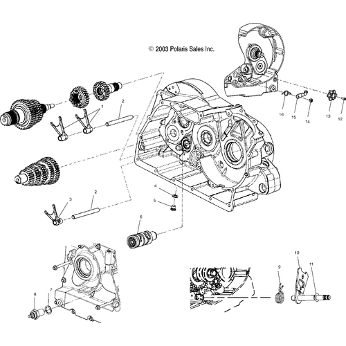 Drive Train, Shift Forks/Drum - 2004 Victory Kingpin All Options - V04Cb16 Schematic 5568 OEM Schematic