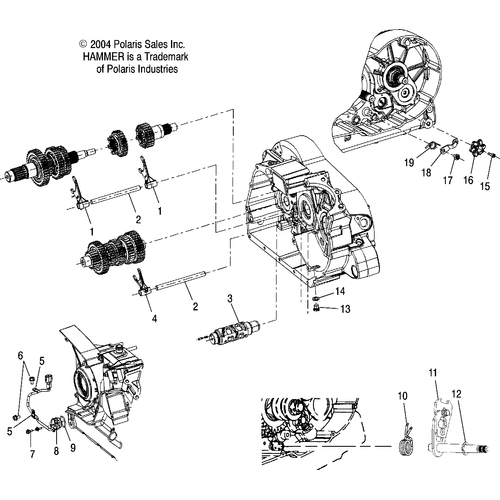 Drive Train, Shift Forks/Drum - 2005 Victory Victory Hammer All Options - V05Hb26 Schematic 5416 OEM Schematic