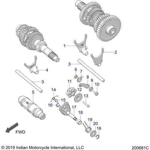 Drive Train, Shift Forks & Drum All Options - 2021 Indian Challenger Standard Schematic-23644 OEM Schematic