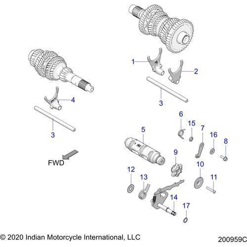 Drive Train, Shift Forks & Drum All Options - 2022 Indian Chieftain Premium Schematic-21466 OEM Schematic