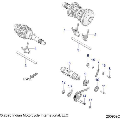 Drive Train, Shift Forks & Drum All Options - 2022 Indian Springfield 116 Schematic-20239 OEM Schematic