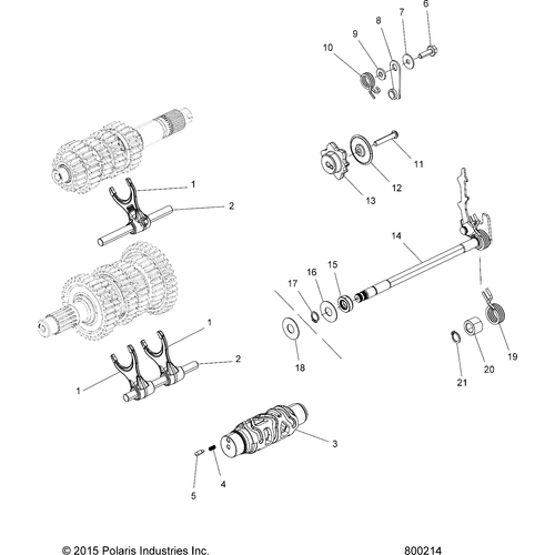 Drive Train, Shift Forks, Ratchet And Drum - 2017 Victory Octane All Options Schematic 385 OEM Schematic