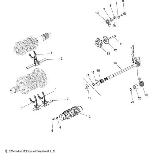 Drive Train, Shift Forks, Ratchet & Drum - 2019 Indian Scout Bobber Schematic-25487 OEM Schematic