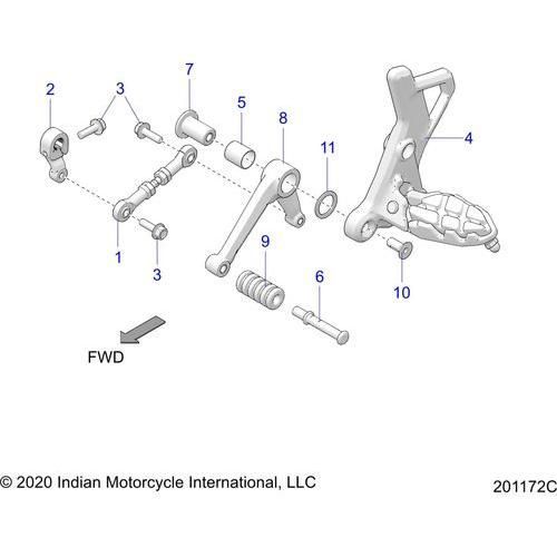 Drive Train, Shift Pedal And Linkage N22rza22/Rzs25 - 2022 Indian Ftr 1200 Schematic-21253 OEM Schematic