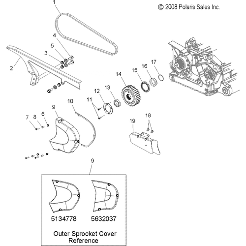 Drive Train, Sprocket, Drive, Front - 2006 Victory Ca Kingpin All Options - V06Cb26 Schematic 5058 OEM Schematic