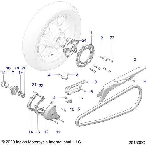 Drive Train, Sprockets, Guards And Chain - 2022 Indian Ftr 1200 Schematic-21229 OEM Schematic