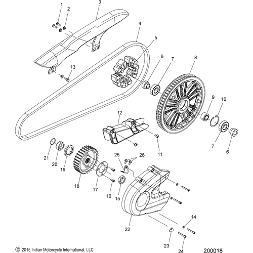 Drive Train, Sprockets, Guards & Belt All Options - 2021 Indian Scout Sixty Schematic-22477 OEM Schematic