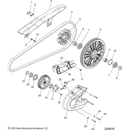 Drive Train, Sprockets, Guards & Belt All Options - 2022 Indian Scout Sixty Schematic-20351 OEM Schematic