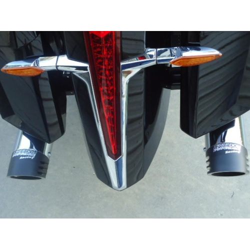 Western Powersports Drop Ship Exhaust Slip On Muffler Dual Exhaust Chrome with Black Tips by Freedom Performance MV00017