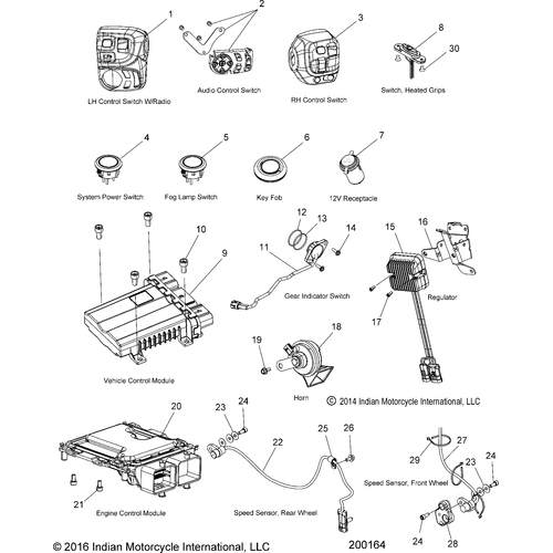 Electrical, Components 1 All Options - 2017 Indian Roadmaster Classic Schematic-27215 OEM Schematic