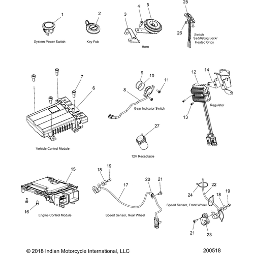 Electrical, Components 1 All Options - 2019 Indian Chieftain/Chieftain Limited Schematic-25798 OEM Schematic