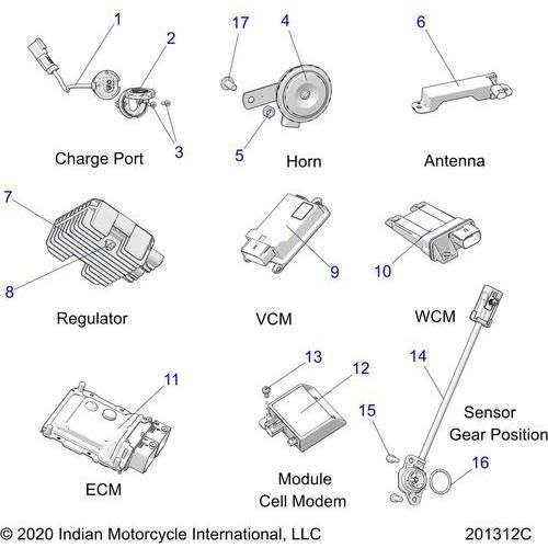 Electrical, Components 1 All Options - 2022 Indian Chief Dark Horse 116 Schematic-21678 OEM Schematic