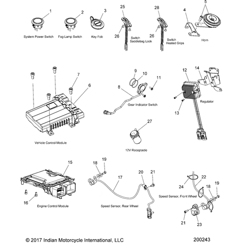 Electrical, Components 1 N19traaa All Options - 2019 Indian Roadmaster/Elite Schematic-25616 OEM Schematic