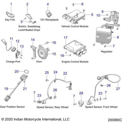 Electrical, Components 1 N21tjdbb - 2021 Indian Springfield Dark Horse Schematic-22270 OEM Schematic