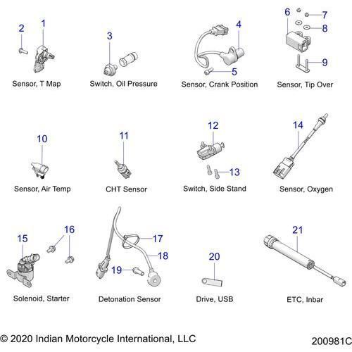 Electrical, Components 2 All Options - 2021 Indian Chieftain Standard 111 Schematic-23020 OEM Schematic